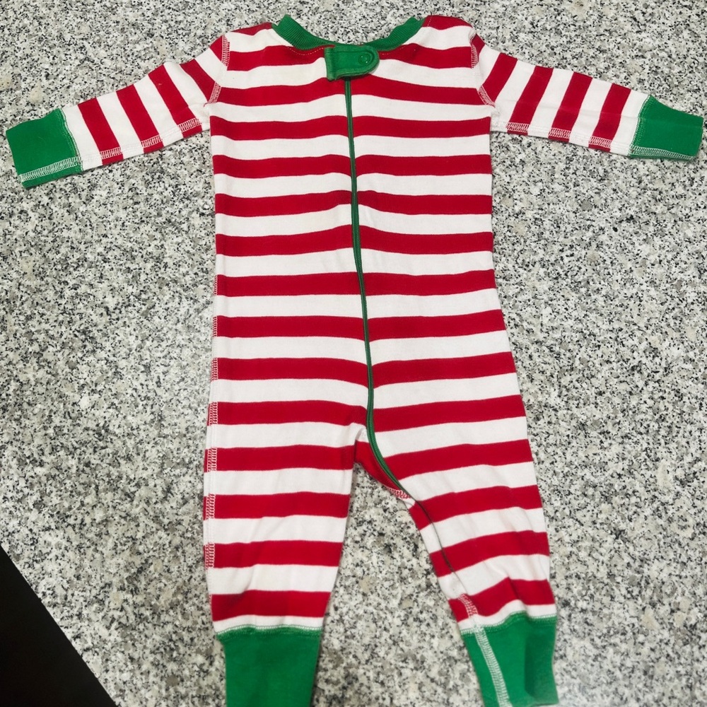 Hanna Andersson 6-9 Month Red/Green/White Striped Pajamas